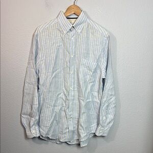 Brunello Cucinelli‎ 100% Linen Men's Striped Button-Down Shirt